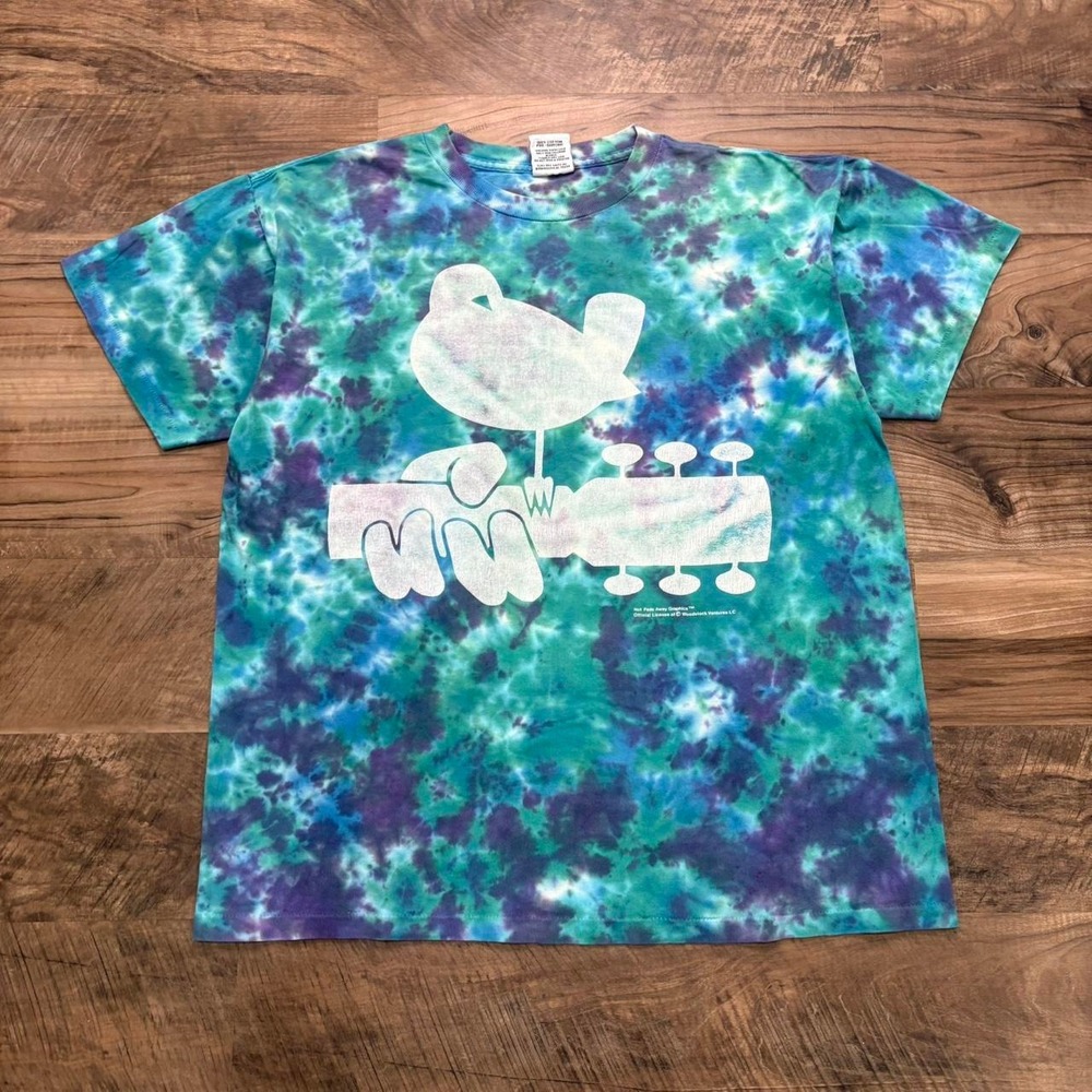 Vintage Woodstock T Shirt Mens XL Teal Tie Dye 1994 Music Festival NFA Graphic